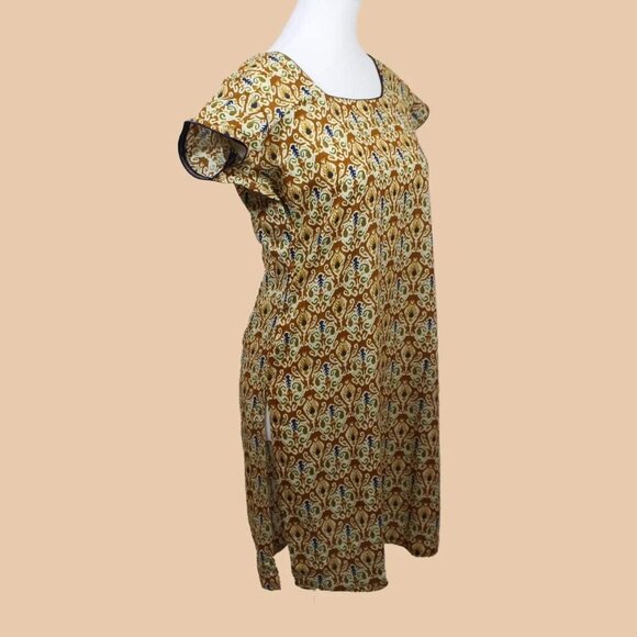 Stylish Brown Cream Printed Kurta Style | Muvvas Boutique - Picture 1 of 5